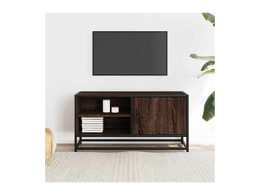 Meuble TV chêne marron 80x34,5x40 cm bois d'ingénierie et métal