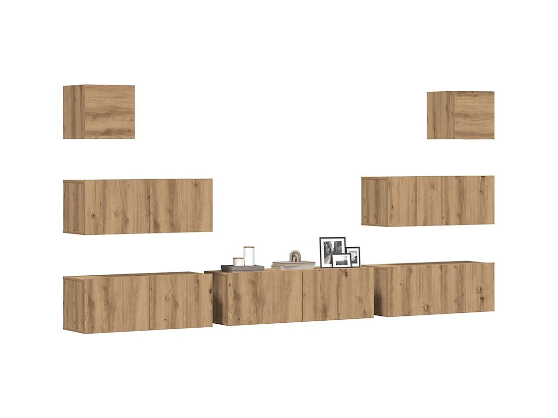 Ensemble de meuble TV mural 7 pcs chêne artisanal