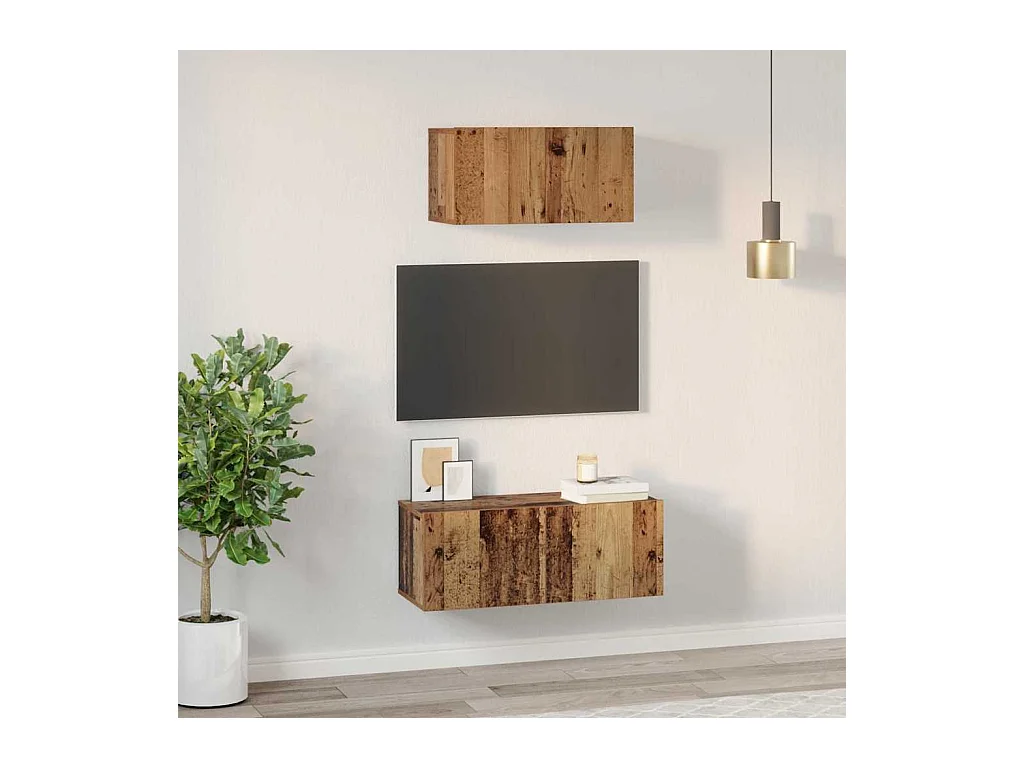Ensemble meuble TV 2 pcs Bois ancien 80 x 30 x 30 cm