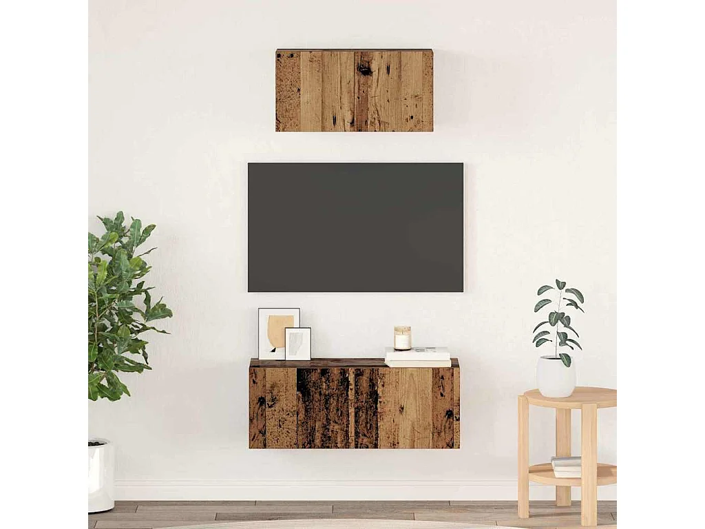 Set di mobili TV da 2 pezzi, legno anticato, 80 x 30 x 30 cm