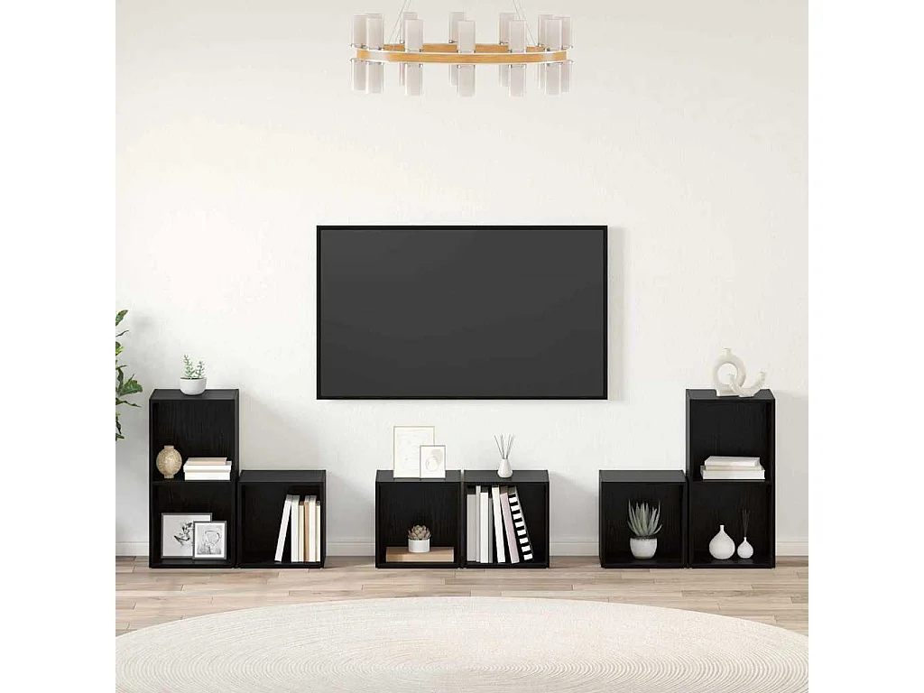 Set di mobili TV da 6 pezzi in rovere nero 37 x 35 x 72 cm