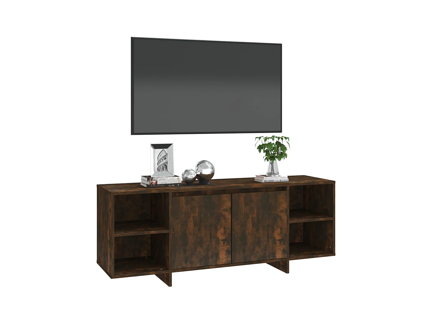 Meuble TV chêne fumé 130x35x50 cm bois d'ingénierie
