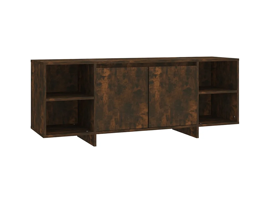 Meuble TV chêne fumé 130x35x50 cm bois d'ingénierie