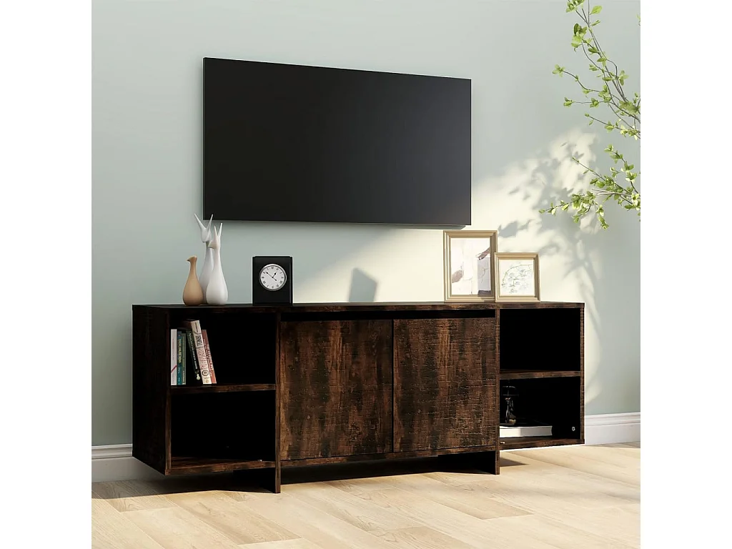 Meuble TV chêne fumé 130x35x50 cm bois d'ingénierie