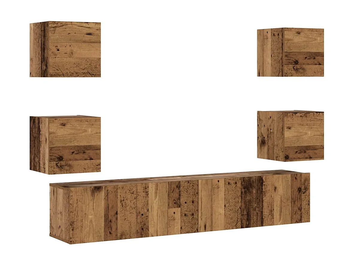 Meubles TV muraux 6 pcs vieux bois bois d'ingénierie
