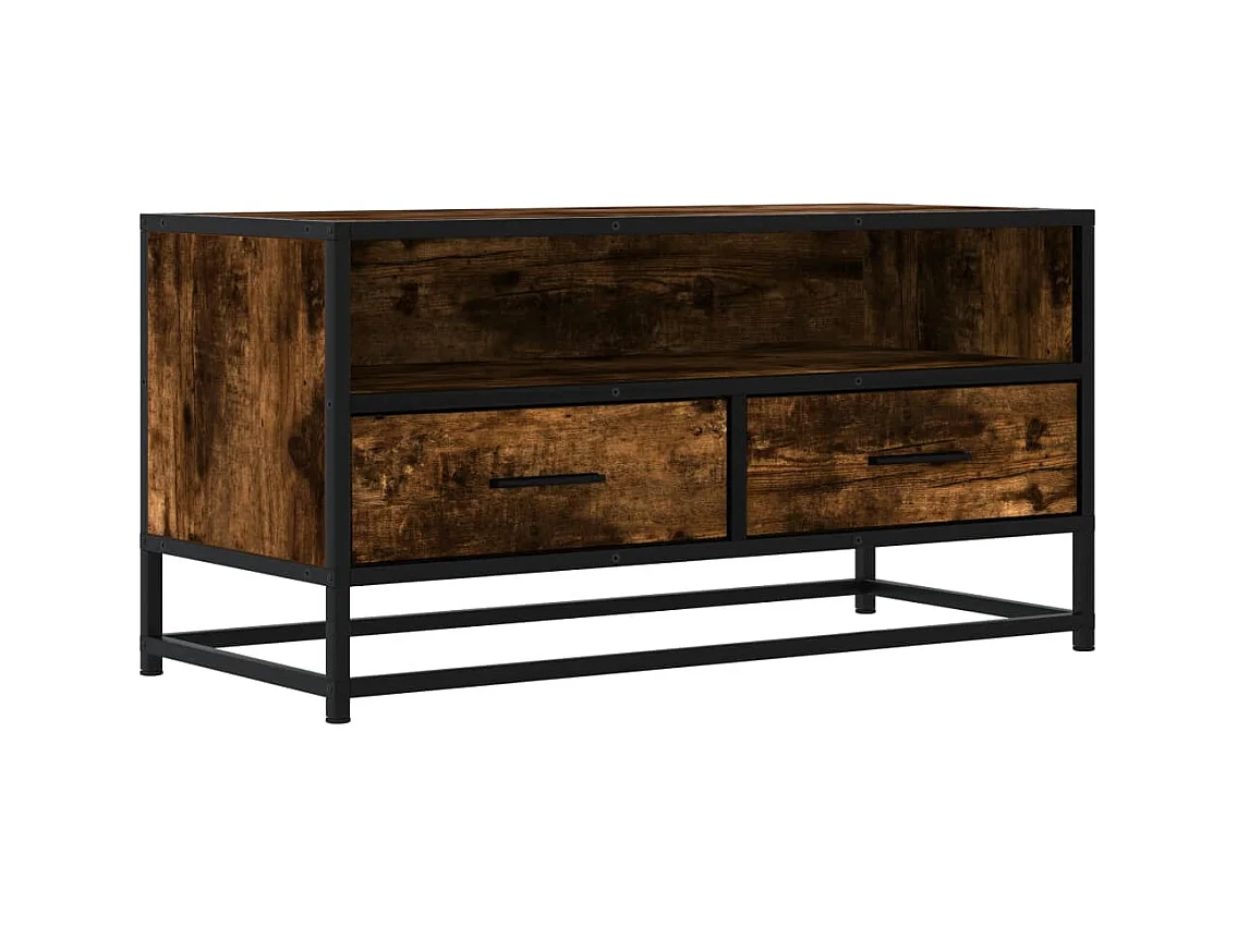 Meuble TV chêne fumé 80x34,5x40 cm bois d'ingénierie et métal