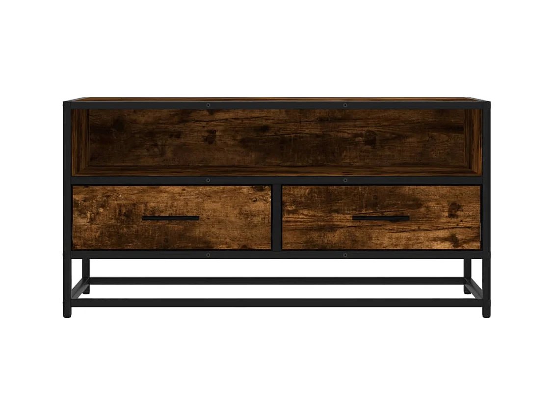 Meuble TV chêne fumé 80x34,5x40 cm bois d'ingénierie et métal