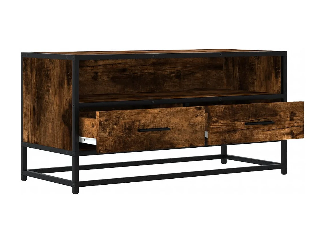 Meuble TV chêne fumé 80x34,5x40 cm bois d'ingénierie et métal