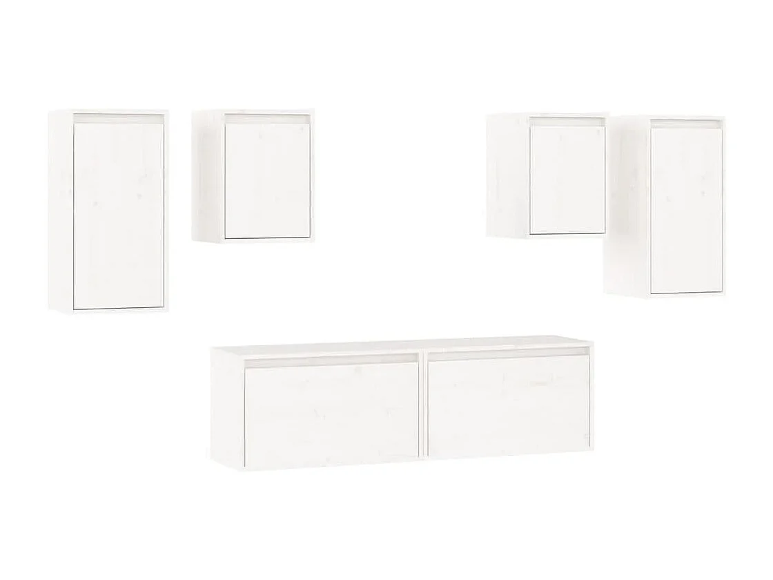 Meubles TV 6 pcs Blanc Bois massif de pin