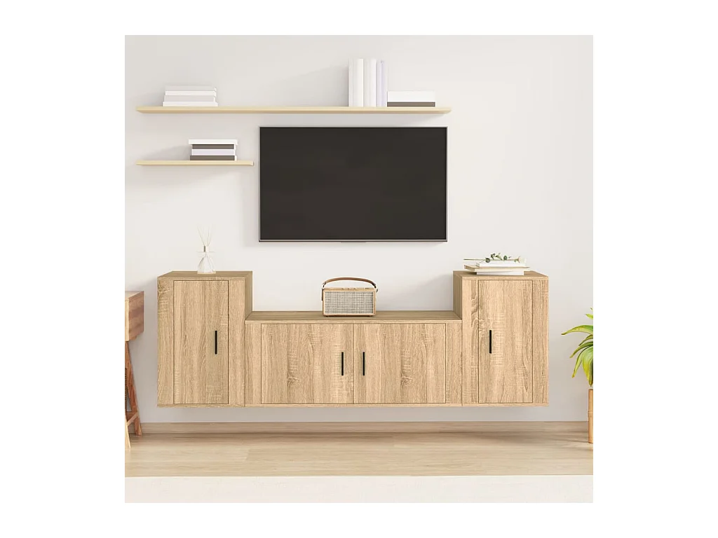 Ensemble de meubles TV 3 pcs Chêne sonoma Bois d'ingénierie