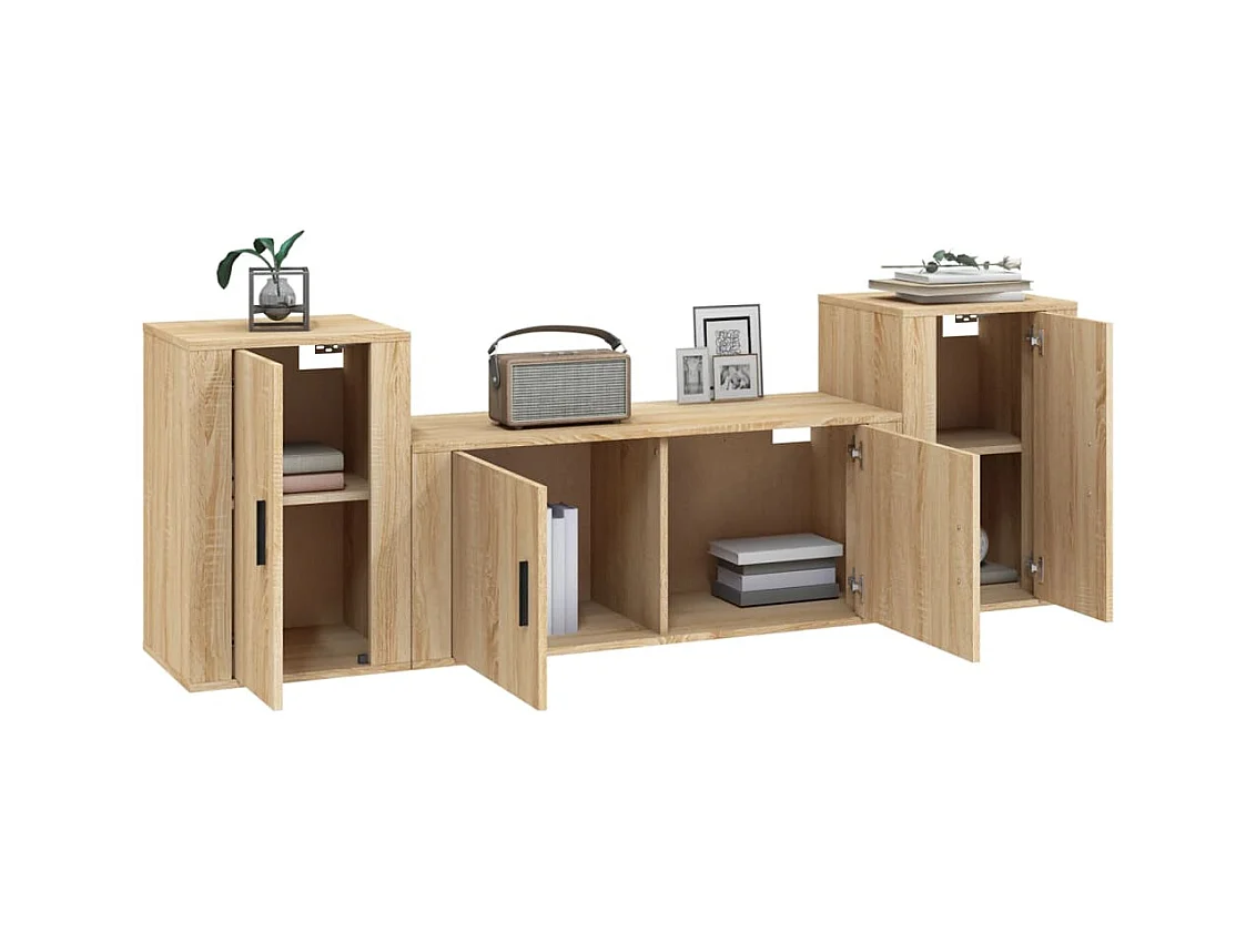Ensemble de meubles TV 3 pcs Chêne sonoma Bois d'ingénierie