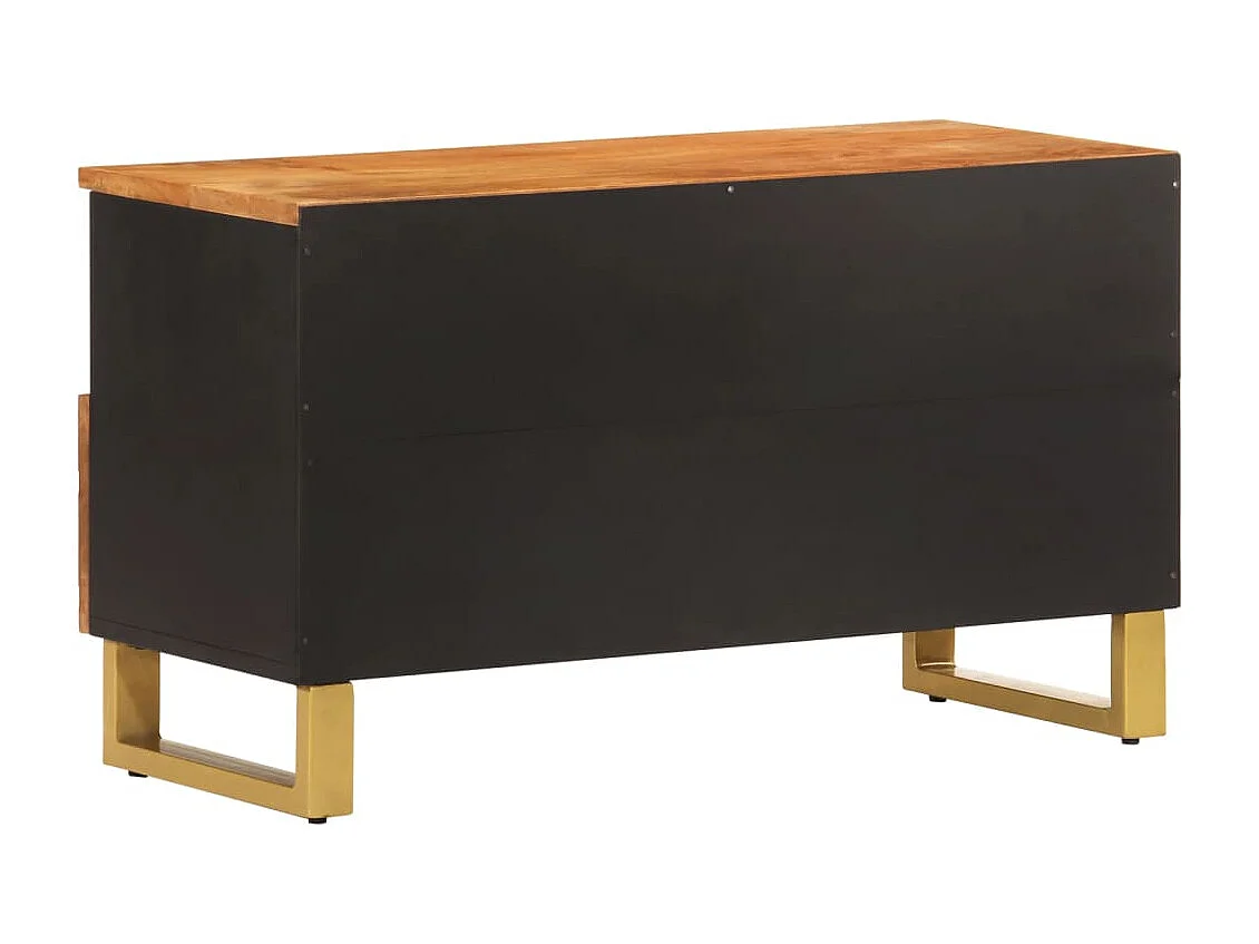 Bruin en zwart tv-meubel 80x33,5x46 cm massief mangohout
