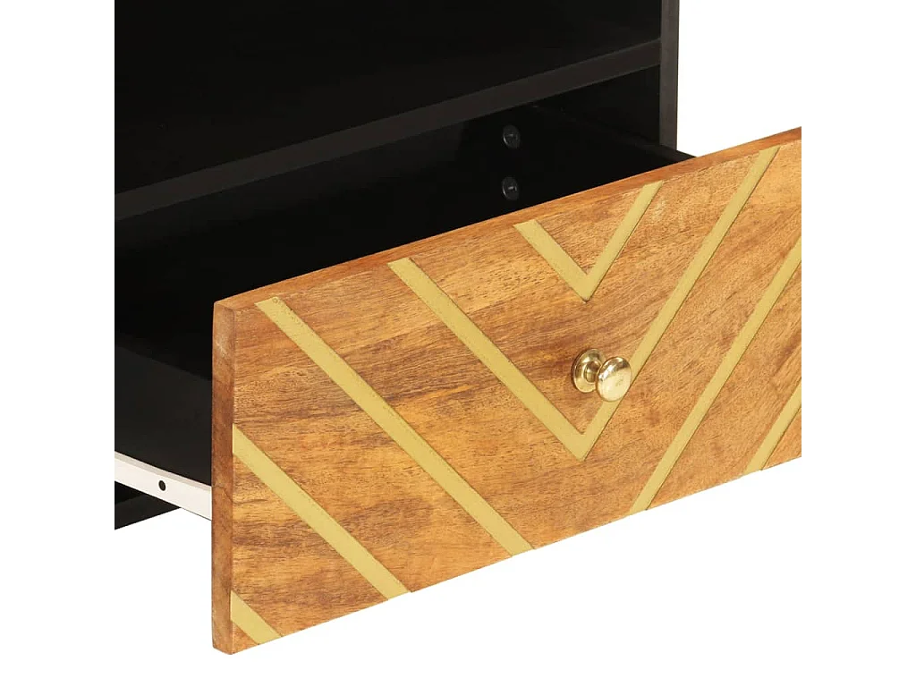 Bruin en zwart tv-meubel 80x33,5x46 cm massief mangohout