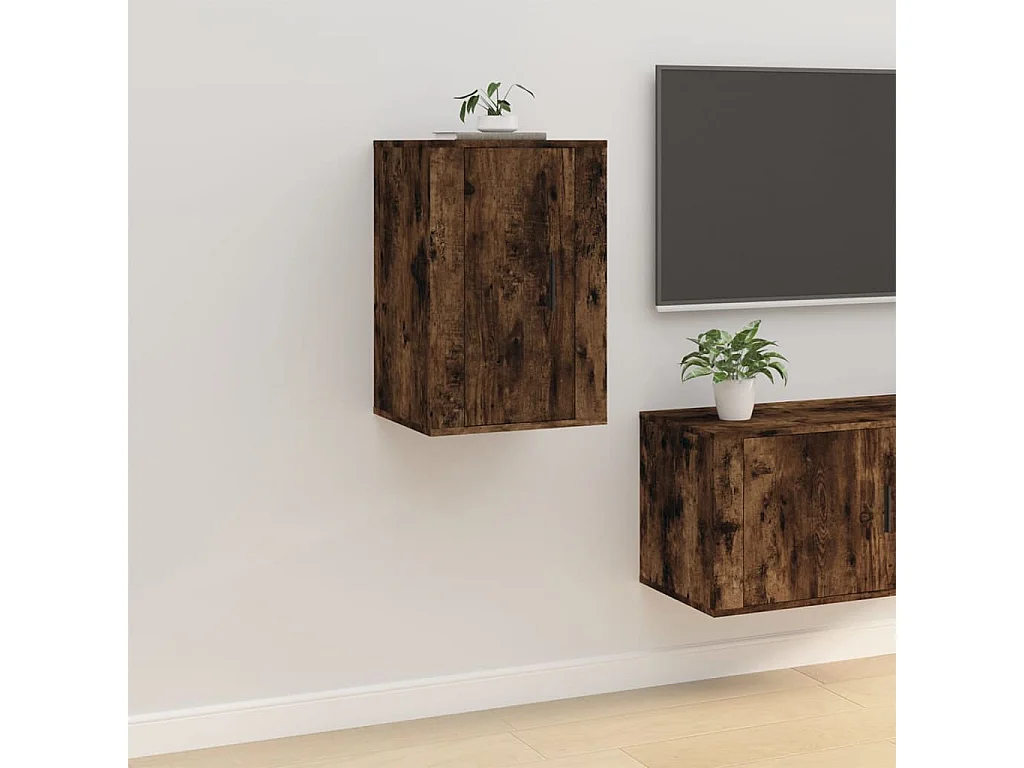 Meubles TV muraux 2 pcs Chêne fumé 40x34,5x60 cm
