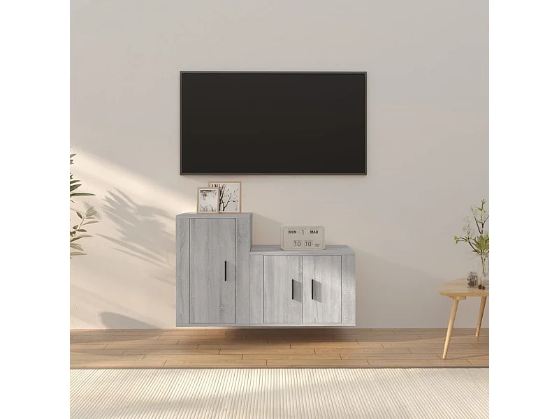 Ensemble de meubles TV 2 pcs Sonoma gris Bois d'ingénierie