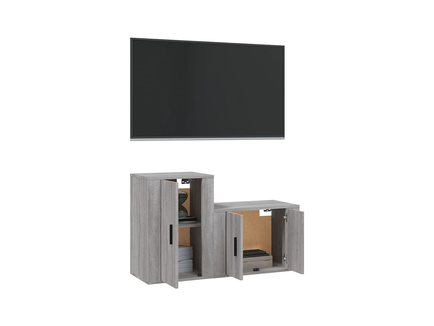 Conjunto de soporte para TV de 2 piezas en madera de ingeniería color gris Sonoma