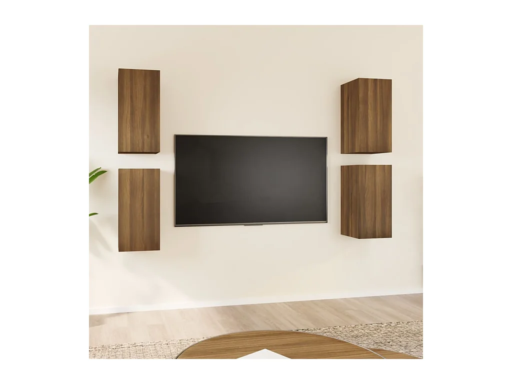 Mobile TV 4 pezzi Rovere Marrone 30,5x30x60 cm Legno ingegnerizzato
