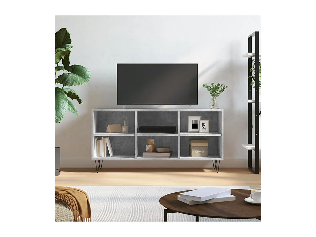 Meuble TV gris béton 103,5x30x50 cm bois d'ingénierie