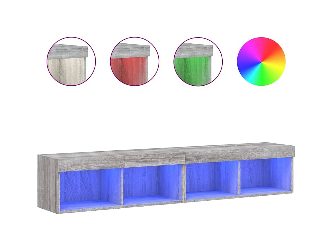 TV-kasten met LED-verlichting 2 stuks Sonoma grijs 80x30x30 cm