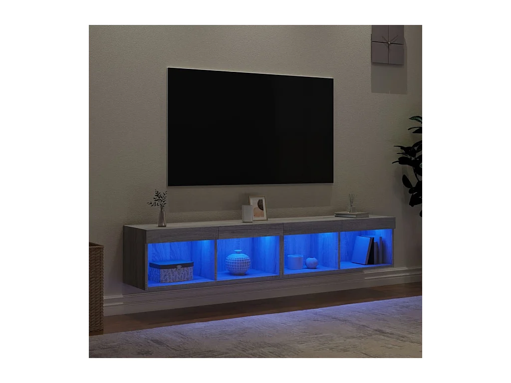 TV-kasten met LED-verlichting 2 stuks Sonoma grijs 80x30x30 cm