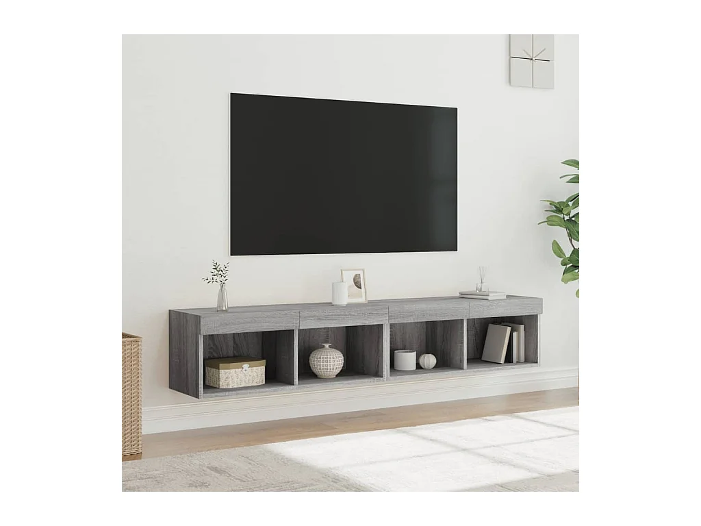 TV-kasten met LED-verlichting 2 stuks Sonoma grijs 80x30x30 cm