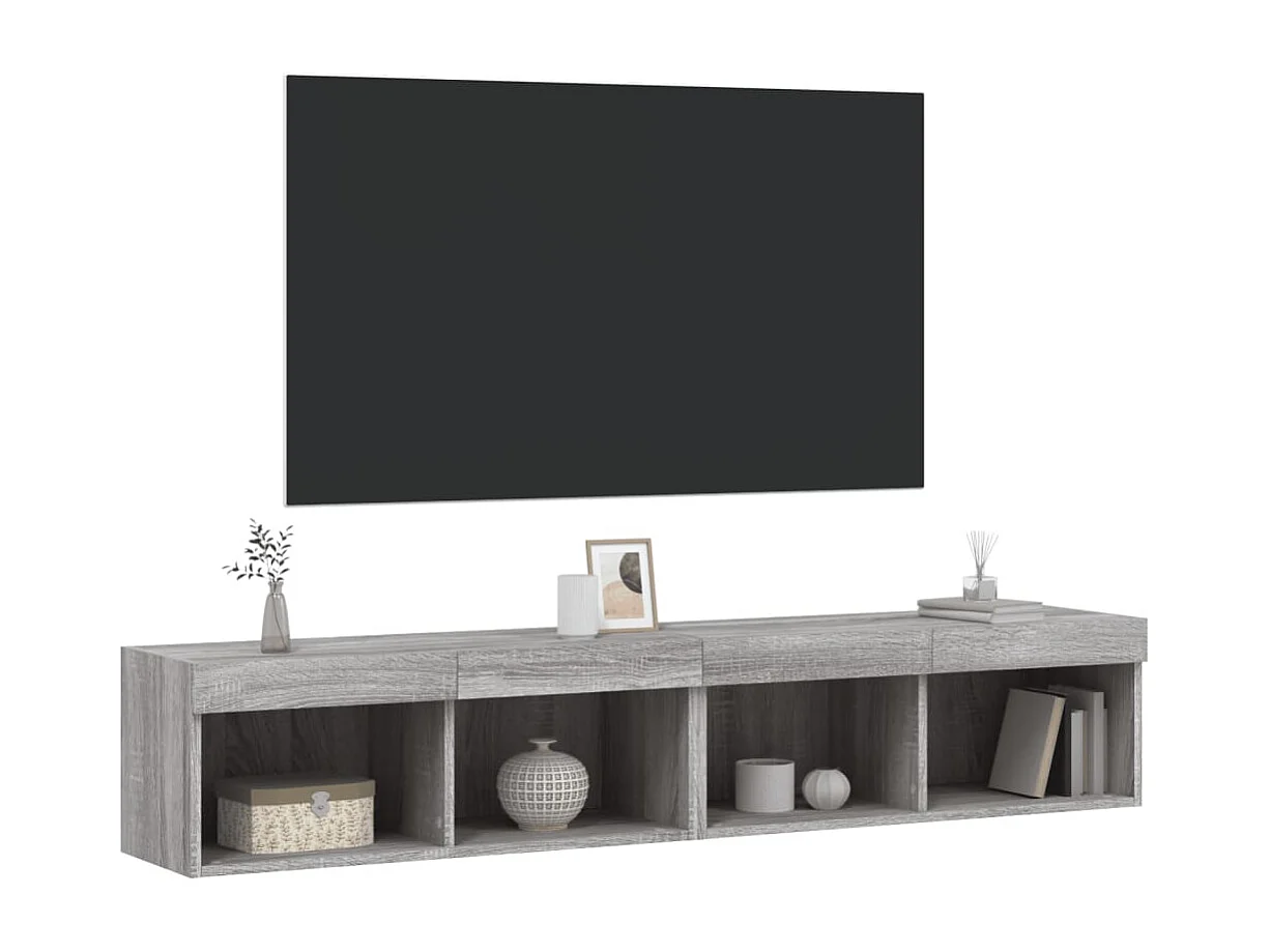TV-kasten met LED-verlichting 2 stuks Sonoma grijs 80x30x30 cm
