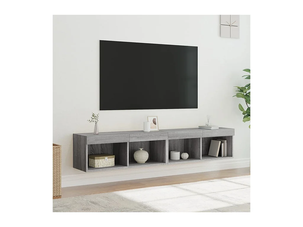 Meubles TV avec lumières LED 2 pcs sonoma gris 80x30x30 cm