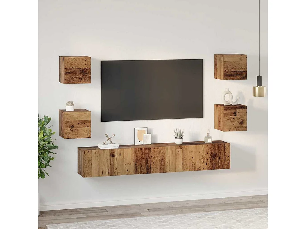 Ensemble meuble TV 7 pcs Bois ancien 60 x 30 x 30 cm