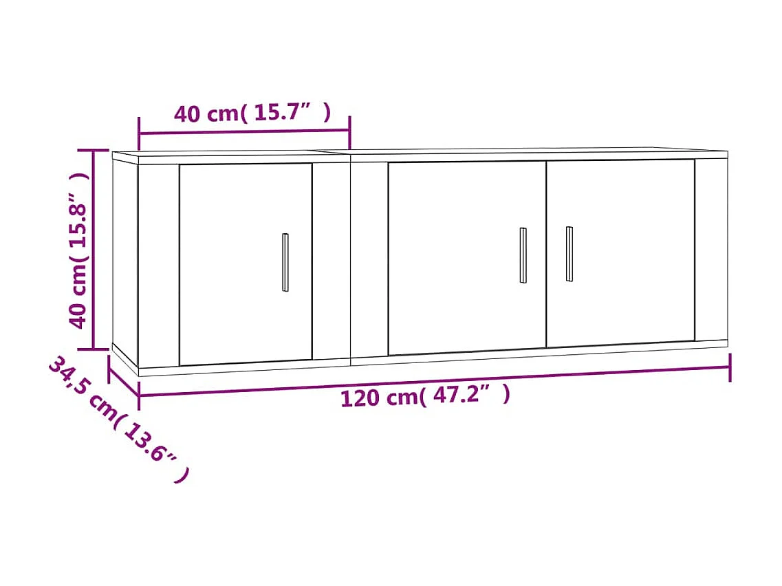 Ensemble de meubles TV 2 pcs Chêne fumé Bois d'ingénierie