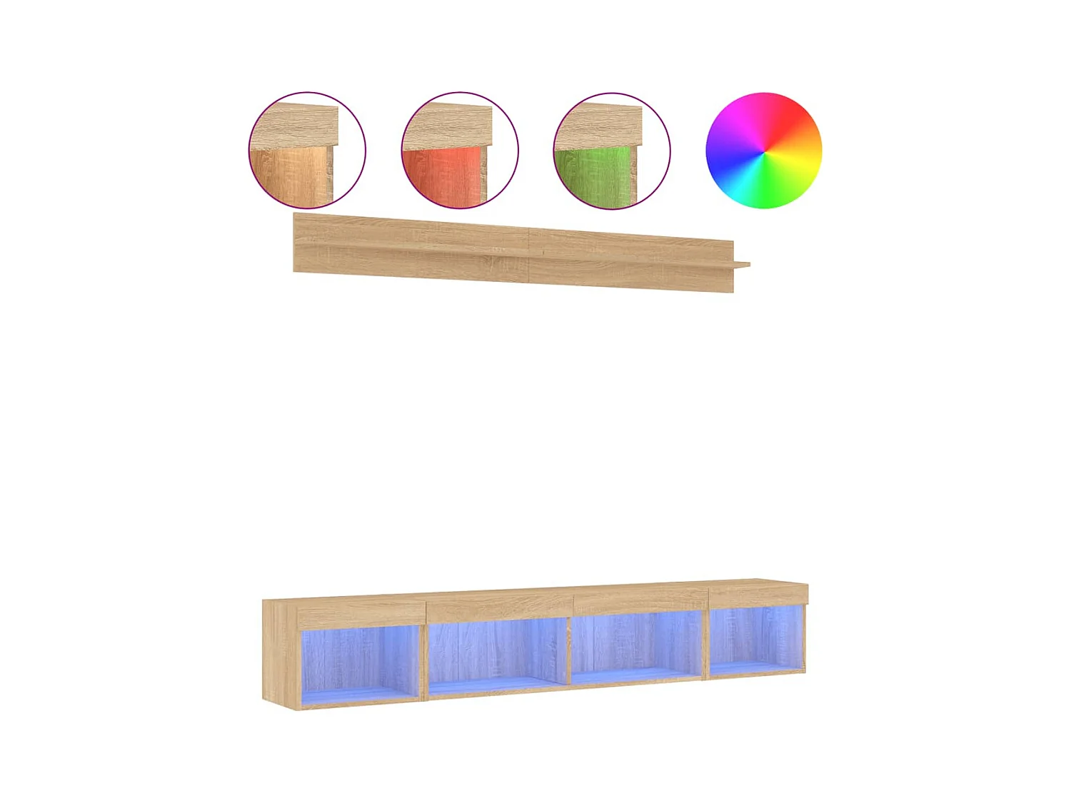 TV-wandmeubels met LED 5 stuks Sonoma eiken bewerkt hout