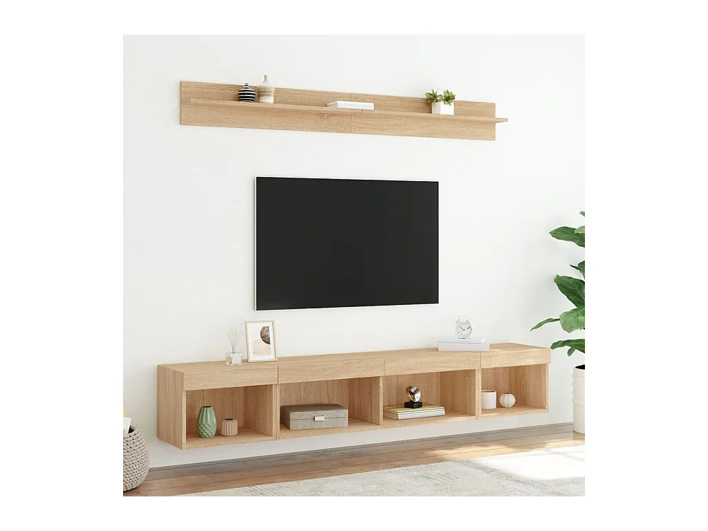 TV-wandmeubels met LED 5 stuks Sonoma eiken bewerkt hout