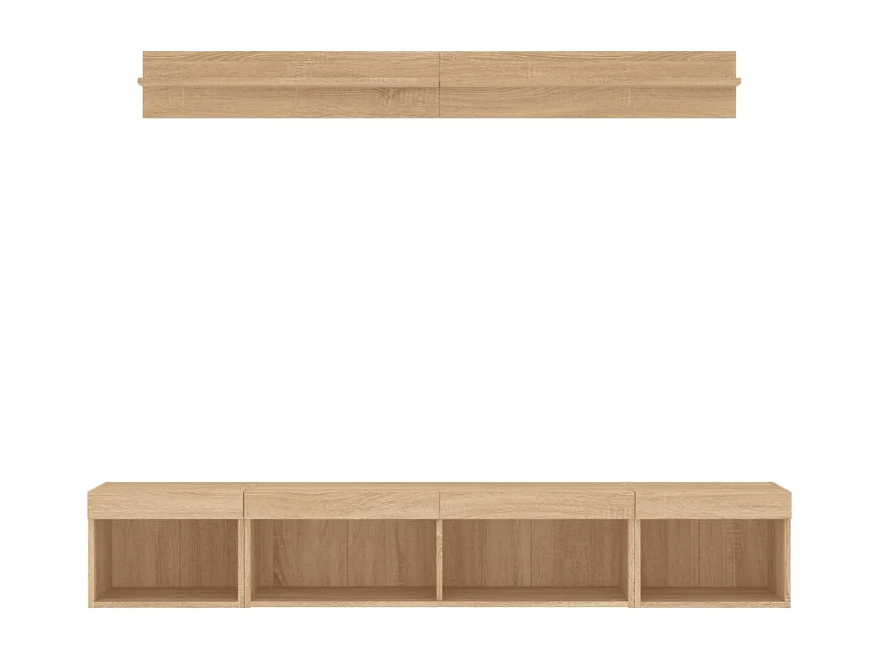 TV-wandmeubels met LED 5 stuks Sonoma eiken bewerkt hout