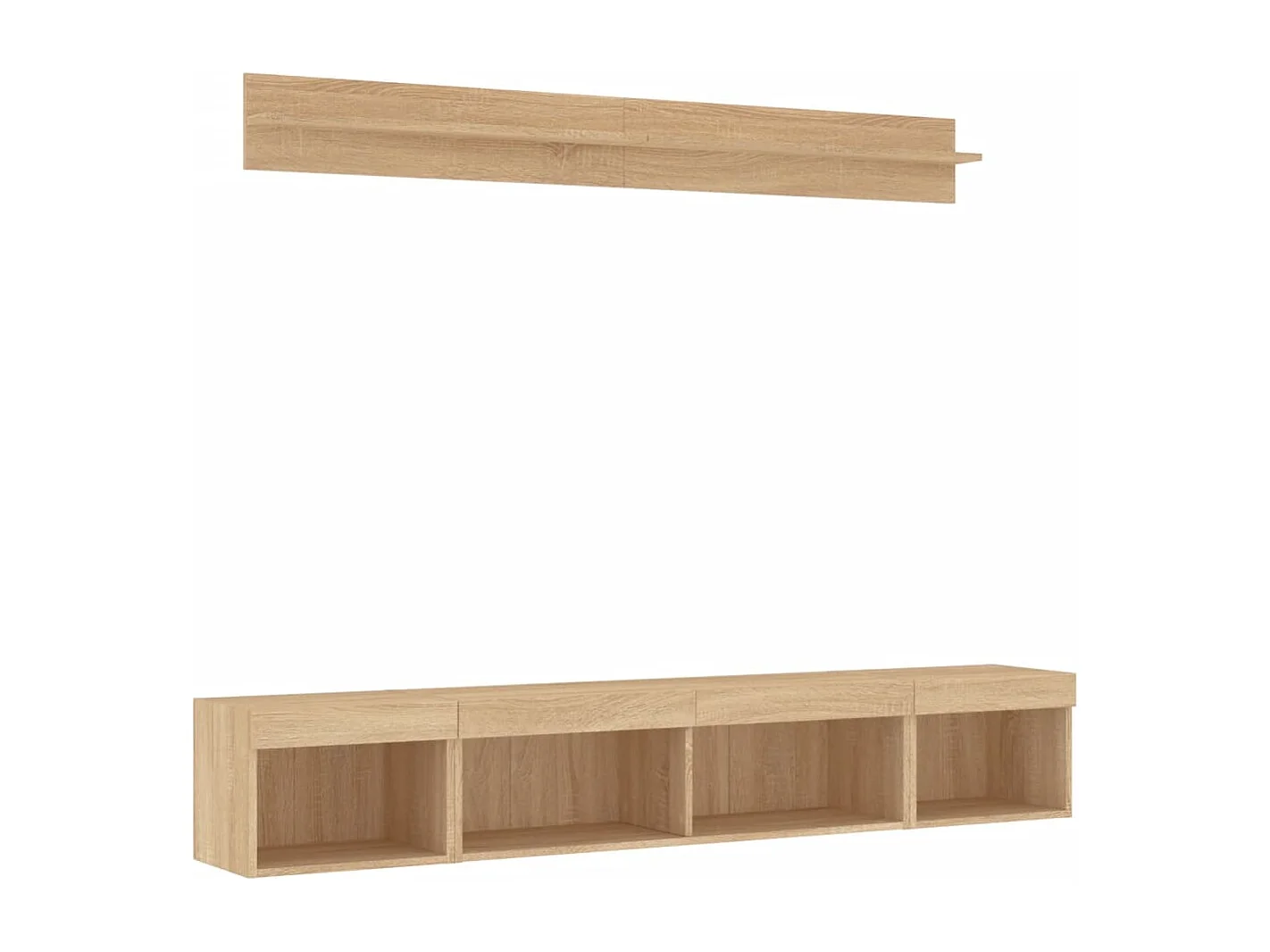 Parete attrezzata TV con LED 5 pezzi in legno ingegnerizzato rovere Sonoma