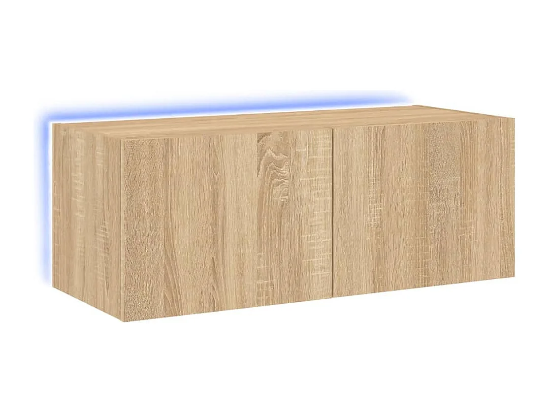 Wandmeubel met ledverlichting, Sonoma eiken, 80x35x31 cm