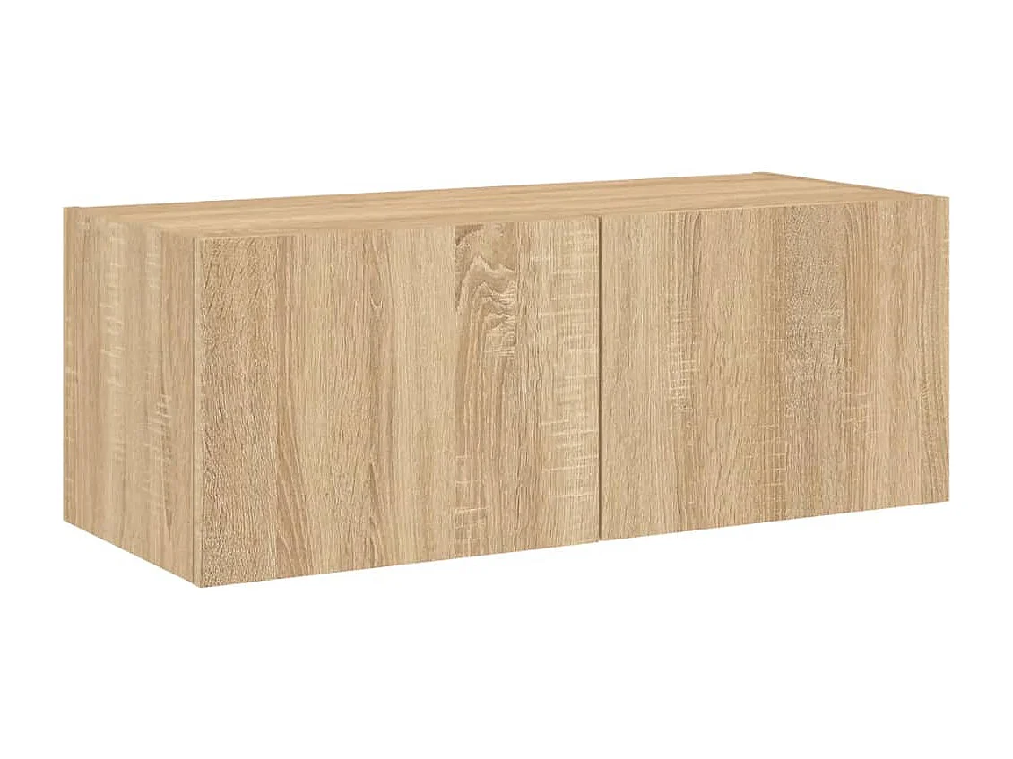 Mobile TV a parete con luci LED, rovere Sonoma, 80x35x31 cm