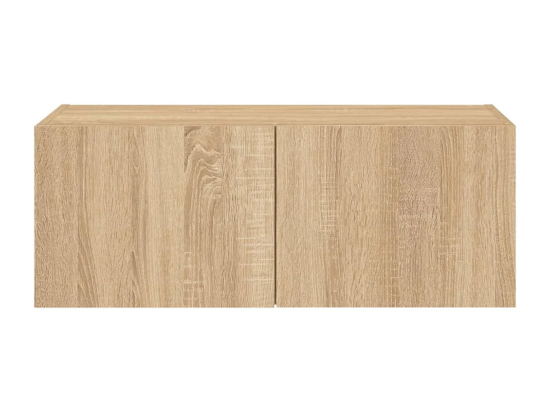 Mobile TV a parete con luci LED, rovere Sonoma, 80x35x31 cm