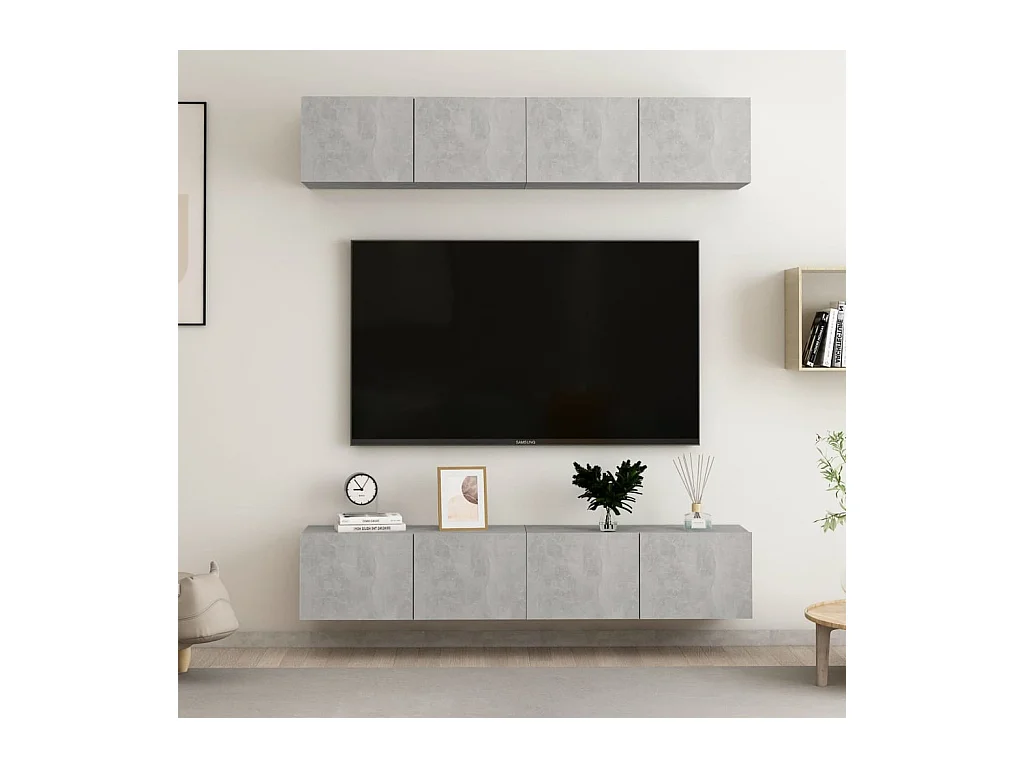 TV-kast 4-delig Betongrijs 80x30x30 cm Bewerkt hout