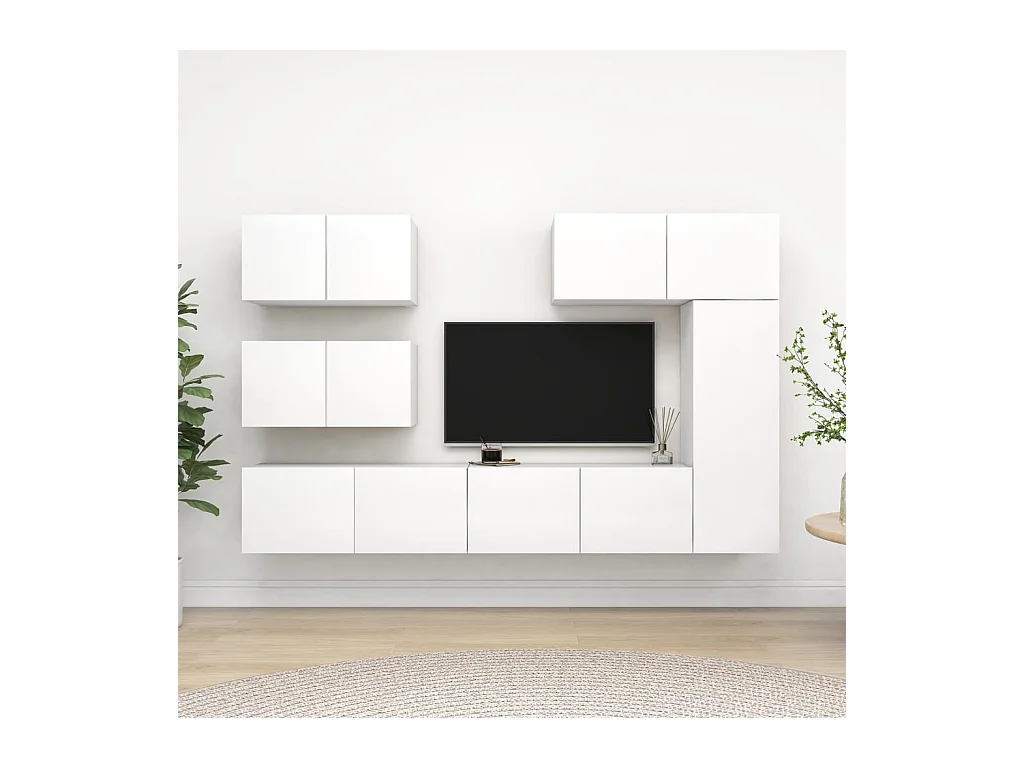 Ensemble de meubles TV 6 pcs Blanc Bois d'ingénierie