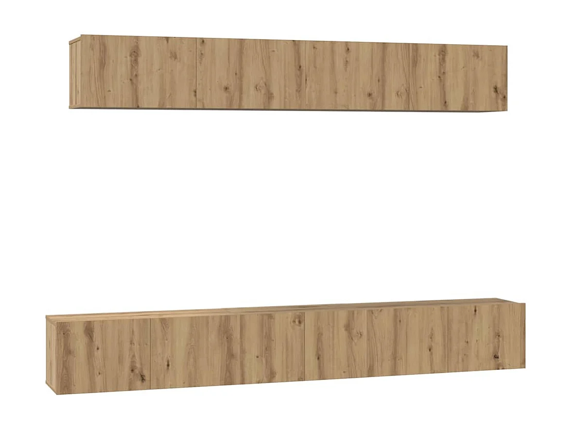 TV-kastset wandmontage 5-delig handgemaakt eiken