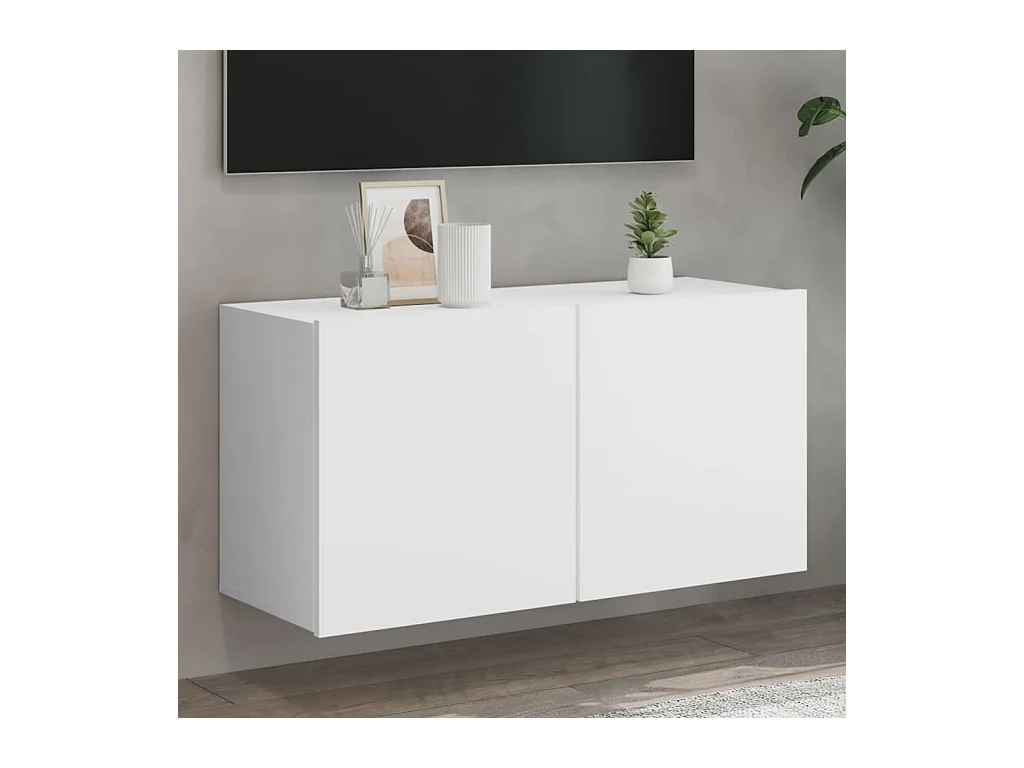 Mueble de TV de pared blanco 80x30x41 cm