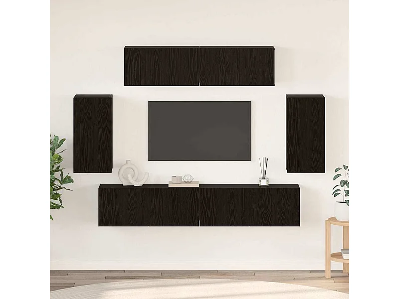 Set di mobili TV da 6 pezzi in rovere nero 80 x 30 x 30 cm