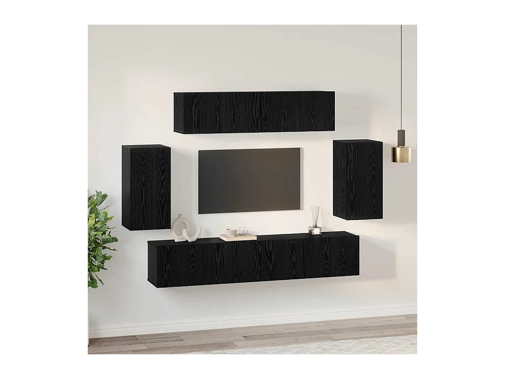 Ensemble meuble TV 6 pcs Chêne noir 80 x 30 x 30 cm