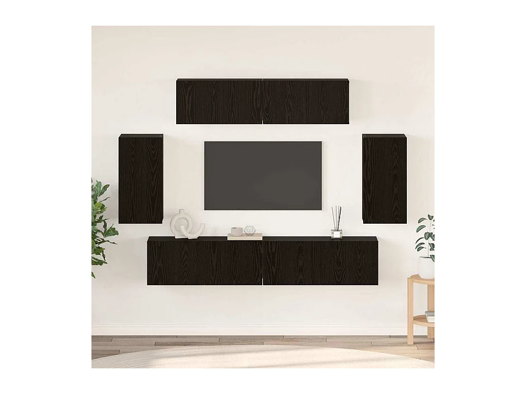 6-teiliges TV-Schrank-Set Schwarzeiche 80 x 30 x 30 cm