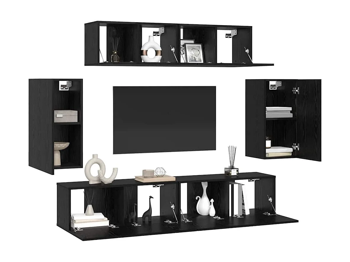 Ensemble meuble TV 6 pcs Chêne noir 80 x 30 x 30 cm