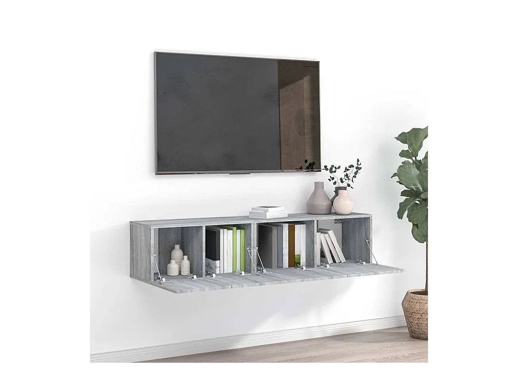 Set di mobili TV Sonoma Gray in legno ingegnerizzato, 2 pezzi