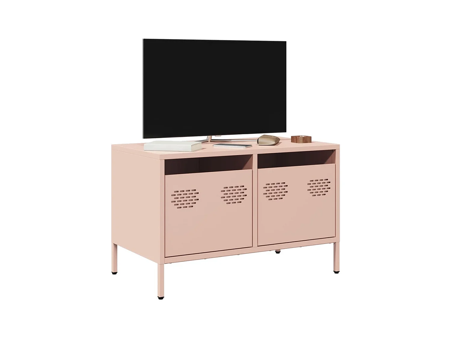 Meuble TV rose 68x39x43,5 cm acier laminé à froid