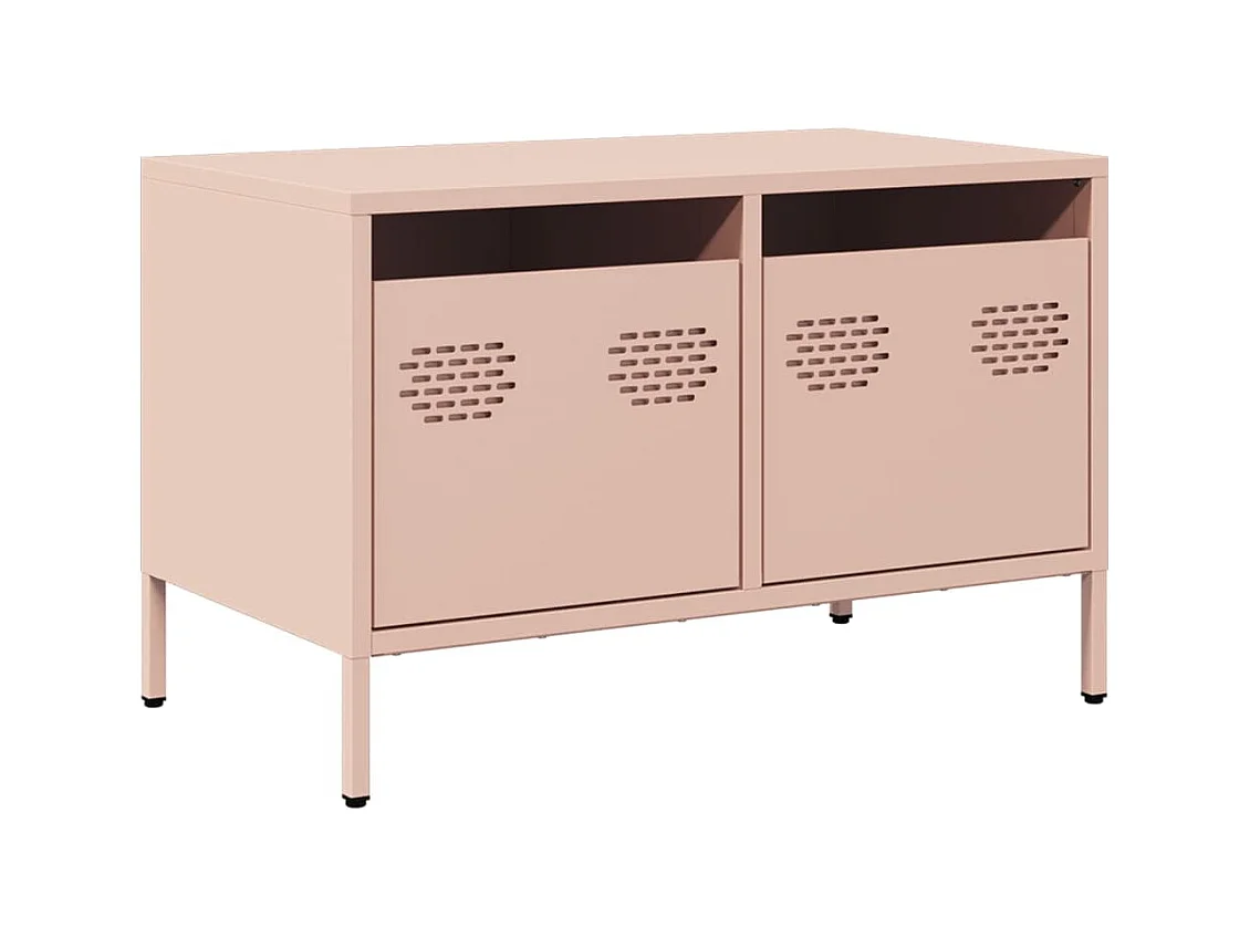 Meuble TV rose 68x39x43,5 cm acier laminé à froid