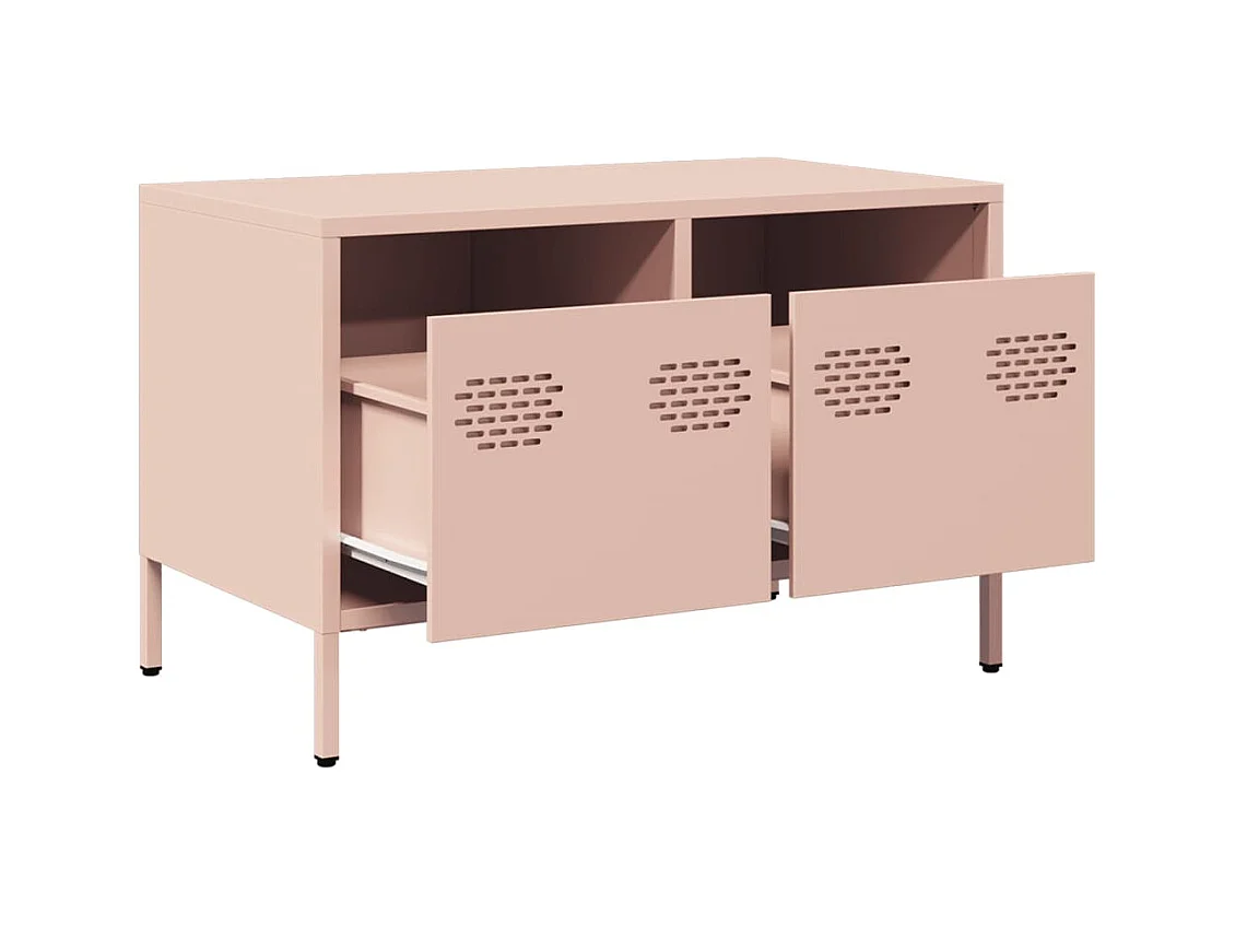 Meuble TV rose 68x39x43,5 cm acier laminé à froid