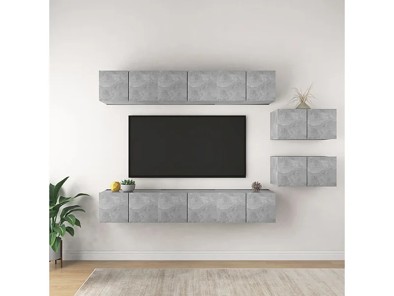 Meubles TV 8 pcs Gris béton Bois d'ingénierie