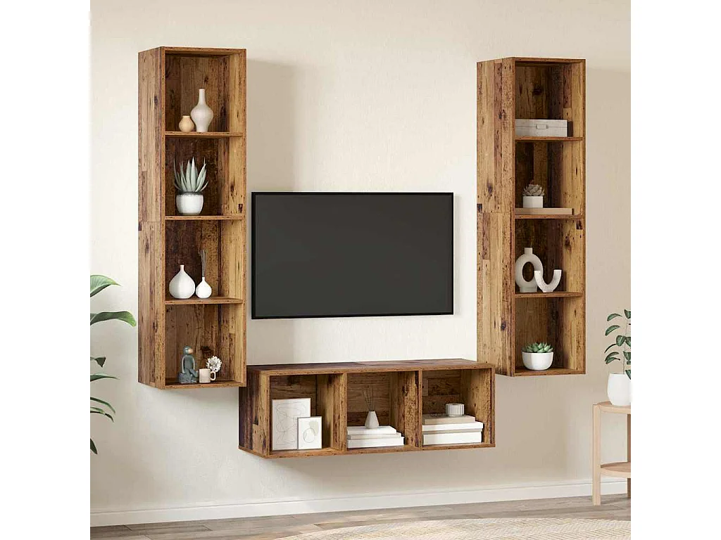 Ensemble de meubles TV 3 pcs Bois ancien 37 x 37 x 142.5 cm